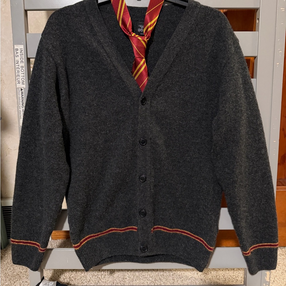 Classic Charcoal Cardigan in Gryffindor school colors